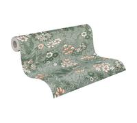 A.S. Création ATTRACTIVE 791373 Lot de 3 papiers peints non tissés - Motifs floraux et graphiques - Couleurs naturelles - Surface texturée - Papier peint floral - 10,05 m x 0,53 m - Vert/blanc