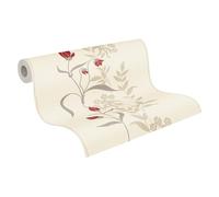 A.S. Création Avenzio 958741 95874-1 Papier peint intissé Motif floral Crème/rouge/beige 10,05 m x 0,53 m