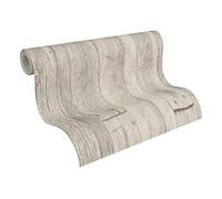 A.S. Création Bois Elements Papier Peint intissé 10.05 m x 0.53 m Gris Beige Crème Fabriqué en Allemagne 959311 95931-1