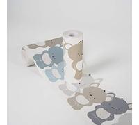 A.S. Création Bordure autocollante - Bordure en papier avec motifs enfantins en bleu, marron et blanc - sur 5,00 m x 0,15 m par rouleau