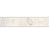 A.S. Création bordure autocollante Only Borders avec fleurs gris argenté beige 5,00 m x 0,13 m