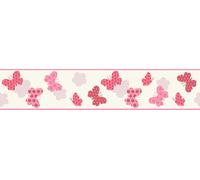 A.S. Création Bordure Only Borders pour chambre d'enfant avec papillons rose rouge blanc 5,00 m x 0,13 m