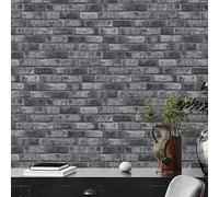 A.S. Création Bricks & Stones 388124 Papier peint en brique Gris anthracite 10,05 m x 0,53 m Fabriqué en Allemagne