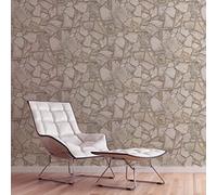A.S. Création Bricks & Stones 389312 Papier peint intissé en pierre naturelle Beige Gris - 10,05m x 0,53m -