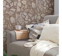 A.S. Création Bricks & Stones 389343 Papier peint intissé en pierre naturelle Marron Gris - 10,05m x 0,53m -