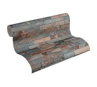 Papier Peint Aspect Pierre Avec Foncé Mur En Naturelles - Gris, Marron, Noir