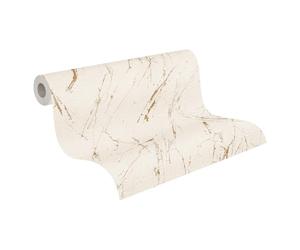 A.S. Création Casual Living 393364 Papier peint non tissé aspect marbré Beige doré métallisé 10,05 m x 0,53 m Fabriqué en Allemagne