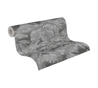 A.S. Création Casual Living 393404 Papier peint intissé Motif floral Anthracite/argenté 10,05 m x 0,53 m Fabriqué en Allemagne