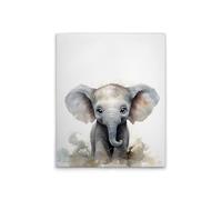 A.S. Création DD132976 Impression sur toile pour chambre d'enfant Motif éléphant Blanc/vert 40 x 50 cm