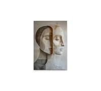 A.S. Création DD133133 Impression sur toile Motif visages et formes modernes Beige/gris 50 x 75 cm