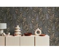 Livingwalls Famous Garden 393465 Papier peint intissé Motif feuilles Gris/beige/marron 10,05 m x 0,53 m