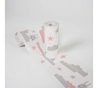 A.S. Création Frise Papier Peint Adhesive Lovely Kids Dreamy Bunny Frise Papier peint adhesive 5.00 m x 0.155 m Rosé Gris Blanc Fabriqué en Allemagne 403726 403726