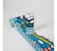 A.S. Création Frise Papier Peint Adhesive Lovely Kids Fishing Captain Frise Papier peint adhesive 5.00 m x 0.155 m Bleu Jaune Rouge Fabriqué en Allemagne 403734 403734