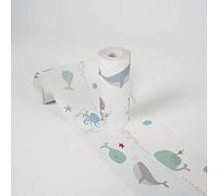 A.S. Création Frise Papier Peint Adhesive Lovely Kids Ocean Party Frise Papier peint adhesive 5.00 m x 0.155 m Bleu Gris Blanc Fabriqué en Allemagne 403759 403759