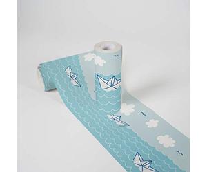 A.S. Création Frise Papier Peint Adhesive Lovely Kids Paper Boat Love Frise Papier peint adhesive 5.00 m x 0.155 m Bleu Blanc Fabriqué en Allemagne 403731 403731
