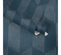 A.S. Création Graphic 385921 385921 Papier peint intissé Motif géométrique 3D Bleu bronze clair brillant 10,05 x 0,53 m