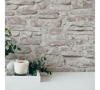 Livingwalls Papier peint intissé Greige 388153 briques/pierres Gris 10,05x0,53 m