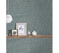 A.S. Création Papier Peints Effet Bois Jungle Chic intissé - 10,05m x 0,53m - Bleu Fabriqué en Allemagne 377063 37706-3