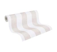 A.S. Création Kinderzimmer-Tapete Lilly & Luis - Strapazierfähige Vliestapete in Streifen-Optik - 10,05 m x 0,53 m - Beige, Creme - Made in Germany - 770781