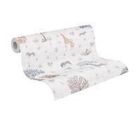 A.S. Création Papier peint pour chambre d'enfant Lilly & Luis - Papier peint intissé résistant à l'aspect animal - 10,05 m x 0,53 m - Beige, jaune, gris - Fabriqué en Allemagne - 771761