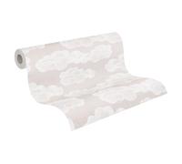 A.S. Création Kinderzimmer-Tapete Lilly & Luis - Strapazierfähige Vliestapete in Wolken-Optik - 10,05 m x 0,53 m - Beige, Braun, Weiß - Made in Germany - 771433