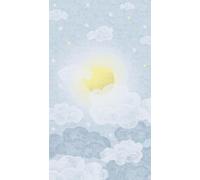 A.S. Création Kinderzimmer-Tapete Lilly & Luis - Strapazierfähige Vliestapete in Wolken-Optik - 8,80 m x 0,53 m - Blau, Gelb, Weiß - Made in Germany - 770641