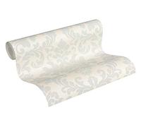 A.S. Création Livingwalls papier peint intissé Trendwall effet pailleté baroque 10,05 m x 0,53 m gris métallisé blanc 372702 37270-2