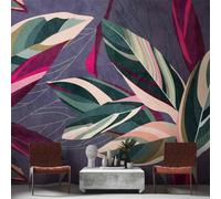 A.S. Creation Livingwalls Papier peint photo The Wall 382721 Un rouleau Un motif 3.71 x 2.80 m Feuilles Violet
