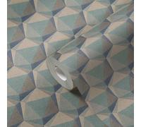 A.S. Création Papier peint intissé Nara 387484 Hexagon bleu beige gris 10,05 m x 0,53 m
