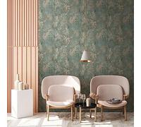 A.S. Création Natural Living 386382 Papier peint intissé Motif palmiers Bleu pétrole 10,05 x 0,53 m Fabriqué en Allemagne