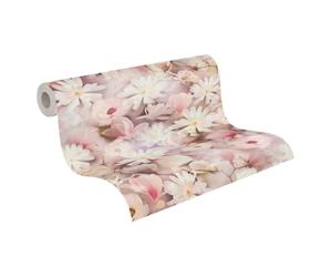A.S. Création Papel Pintado - Papel de Pared Floral en Colores Variados, Blanco y Rosa - Papel Pintado para Diferentes Espacios - Papel de Pared en 10,05 m x 0,53 m
