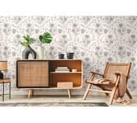 A.S. Creation Papier Peint 394272 Intissé Blanc Noir Floral 10.05 x 0.53 m