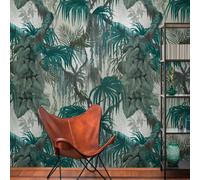 Livingwalls Papier peint photo intissé 398651 de qualité supérieure - Motif jungle en vert, bleu pétrole, gris - 1,59 x 2,80 m - Fabriqué en Allemagne