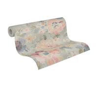 A.S. Création Papier peint à fleurs en multicolore, gris, rose, bleu, vert - papier peint vintage de haute qualité 396072 - papier peint design peint sur 10,05m x 0,53m - Made in Germany