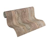 A.S. Création Papier peint adhesif - Papier peint bois en beige et marron - tasseau de bois pour différents espaces - 10,05 m x 0,53 m