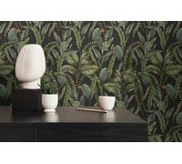 Livingwalls Papier peint intissé Jungle 394131 Papier peint intissé Motif jungle Noir/vert 10,05 m x 0,53 m pour 5,33 m²