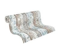 A.S. Création Papier Peint Bois Elements Papier peint intissé 10.05 m x 0.53 m Bleu Brun Gris Fabriqué en Allemagne 361191 36119-1