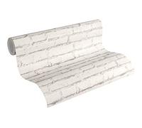 A.S. Création Papier Peint Brique Elements Papier peint intissé 10.05 m x 0.53 m Blanc Gris Fabriqué en Allemagne 319431 31943-1