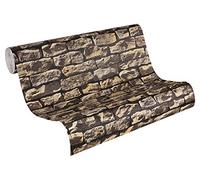 A.S. Création Papier Peint Brique Elements Papier peint intissé 10.05 m x 0.53 m Brun Beige Noir Fabriqué en Allemagne 907912 9079-12