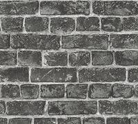 A.S. Création Papier Peint Brique Elements Papier peint intissé 10.05 m x 0.53 m Noir Gris Fabriqué en Allemagne 306822 30682-2