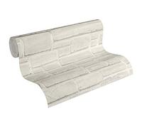 A.S. Création Papier Peint Brique Elements Papier peint intissé - 10,05m x 0,53m - Blanc Gris Fabriqué en Allemagne 662316 6623-16