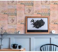 A.S. Création Papier peint cuisine rose crème - papier peint rose cuisine - papier peint motifs campagne moderne - 10,05m x 0,53m - papier peint salle à manger - Made in Germany