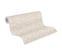 A.S. Création Papier peint design 395052 - Papier peint mural non tissé de qualité supérieure avec losanges - Blanc/doré - 10,05 m x 0,53 m - Fabriqué en Allemagne
