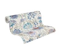 A.S. Création papier peint fleuri en bleu, blanc, gris - papier peint intissé de haute qualité floral 396953 - papier peint design peint sur 10,05m x 0,53m - Made in Germany