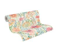 A.S. Création papier peint fleuri en multicolore, blanc, rouge, orange, vert - papier peint intissé haut de gamme floral 396951 - papier peint design peint sur 10,05m x 0,53m - Made in Germany