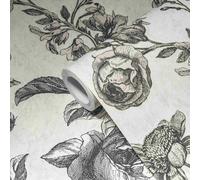 A.S. Creation | Papier peint fleuri | Papier peint intissé | Collection MY HOME MY SPA | 387002 | Noir | 10.05 x 0.53 m | Fleurs | Salon | Entrée | Bureau | Cuisine | Pièces à vivre