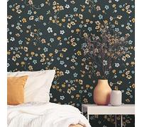 A.S. Création Papier peint floral noir jaune - Livingwalls House of Turnowsky 389071 - Papier peint floral non tissé - 10,05 m x 0,53 m fabriqué en Allemagne