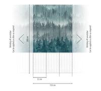 A.S. Création Papier peint Forêt - papier peint intissé de haute qualité paysage avec aspect panneau acoustique en blanc, bleu, pétrole 398111 - papier peint design moderne 2,80m x 1,59m