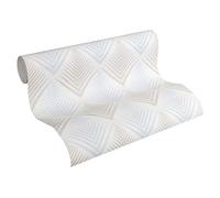 A.S. Création Papier Peint Géométrique New Life Papier peint intissé 10.05 m x 0.53 m Bleu Gris Crème Fabriqué en Allemagne 356062 35606-2