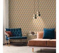 A.S. Création Papier peint Graphique Jaune Bleu Orange Nara 387483 Hexagon Papier peint intissé 10,05 m x 0,53 m Fabriqué en Allemagne
